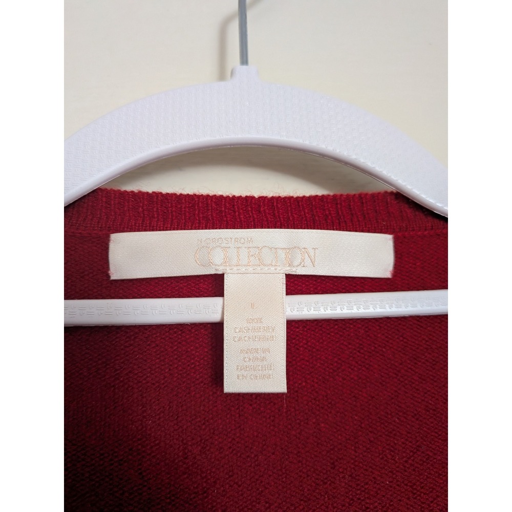 Nordstrom Collection Red 100% Cashmere Classic Crew Neck Sweater Size Large - Picture 4 of 6